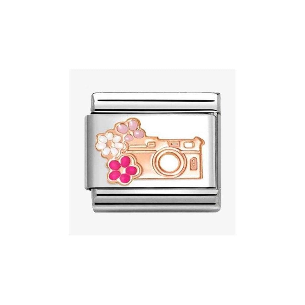 CLASSIC Rose Gold Floral Camera Charm 