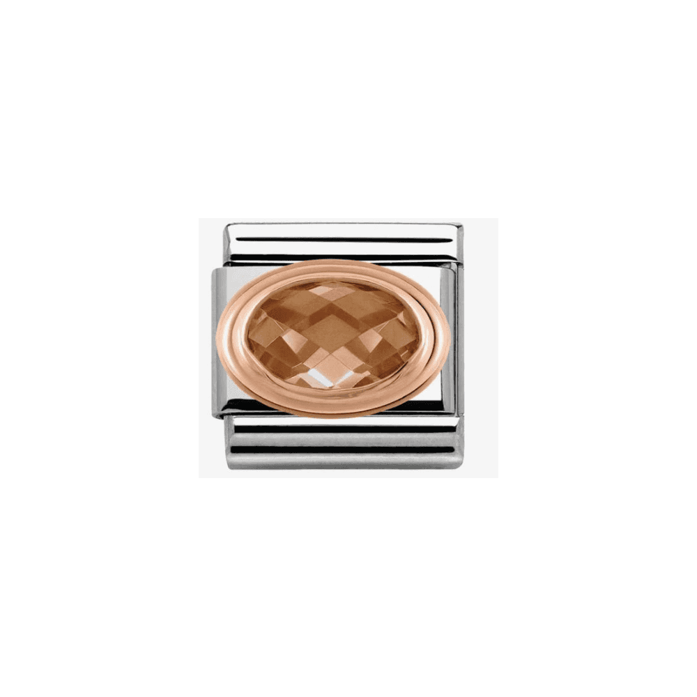 CLASSIC Rose Gold Framed Faceted Champagne Cubic Zirconia Charm