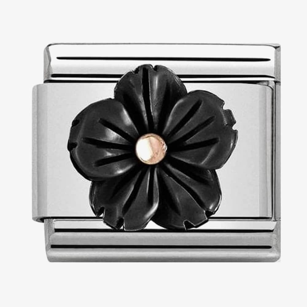 CLASSIC Rose Gold Onyx Flower Charm