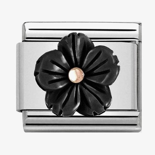 CLASSIC Rose Gold Onyx Flower Charm