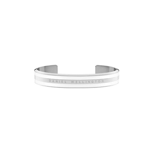 CLASSIC SATIN WHITE SILVER MEDIUM LOGO BANGLE
