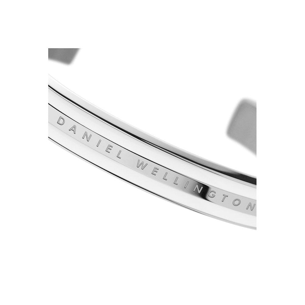 CLASSIC SATIN WHITE SILVER MEDIUM LOGO BANGLE
