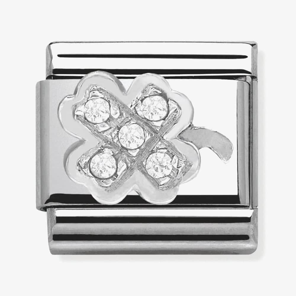 CLASSIC SILVERSHINE 4 LEAF CLOVER CHARM WITH ZIRCONIA