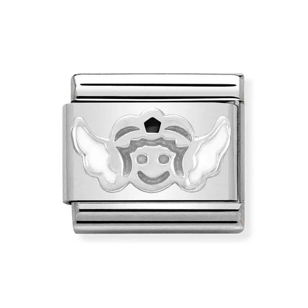 CLASSIC SILVERSHINE CHRISTMAS ANGEL FACE WHITE ENAMEL ANGEL CHARM