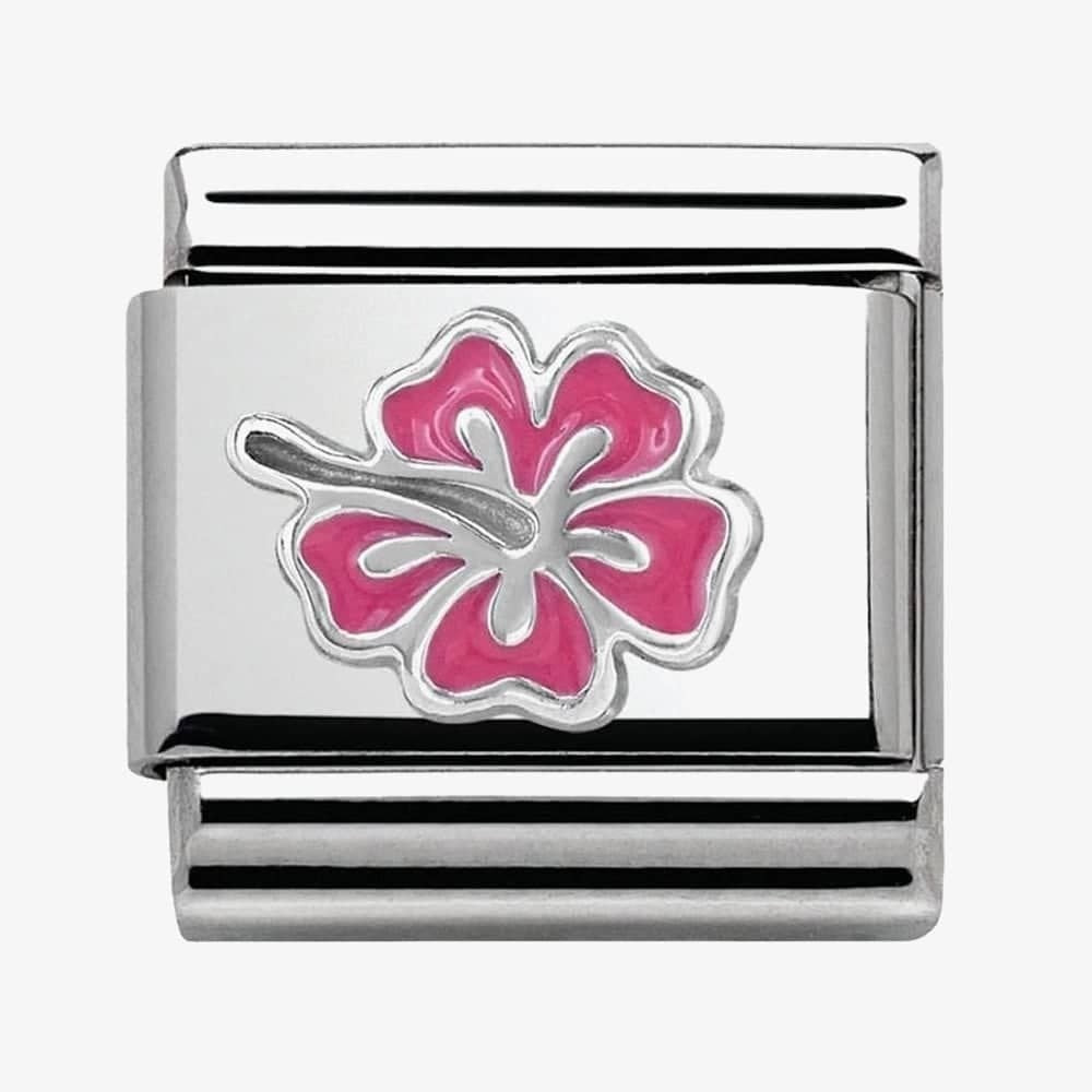 CLASSIC SILVERSHINE PINK HIBISCUS FLOWER CHARM