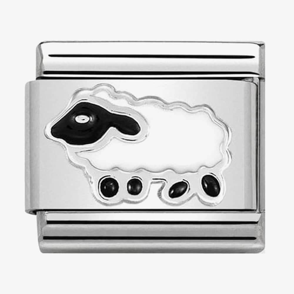 CLASSIC SILVERSHINE SHEEP CHARM WITH BLACK & WHITE ENAMEL