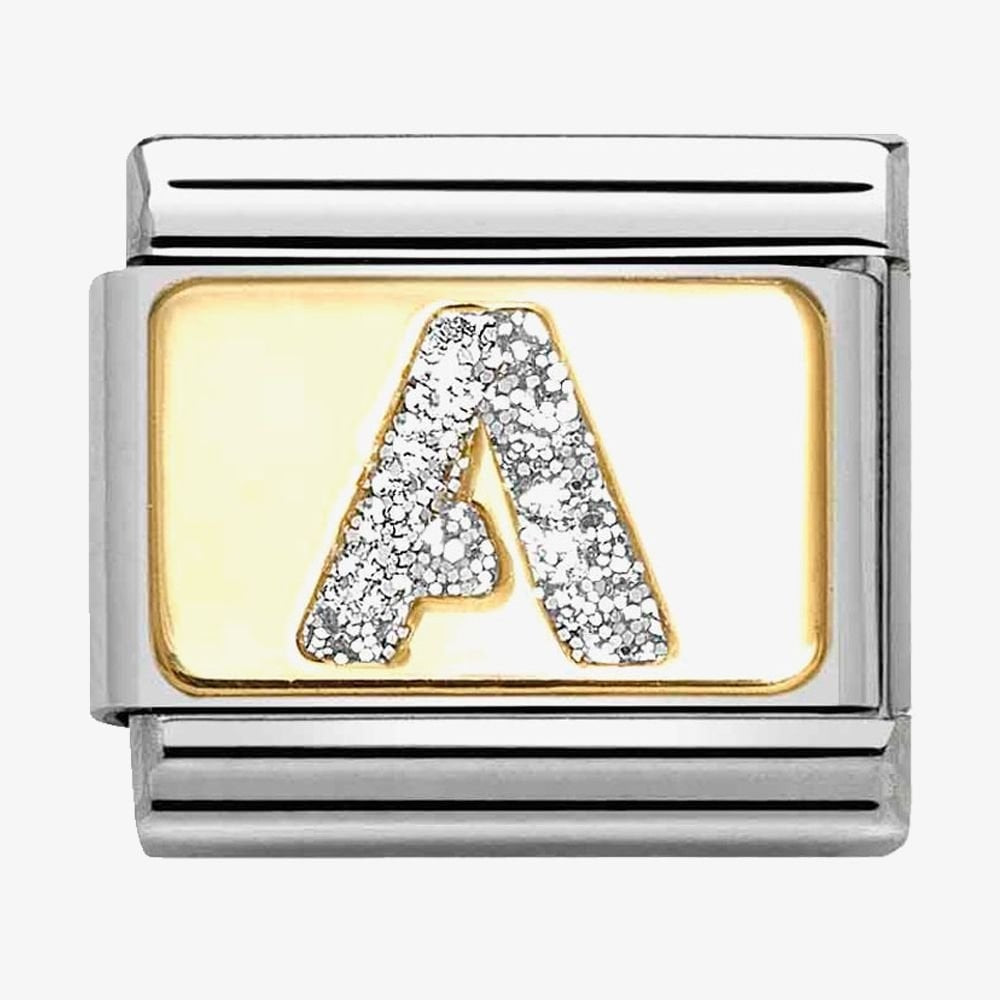 CLASSIC Silver Glitter Letter Charm A - Z