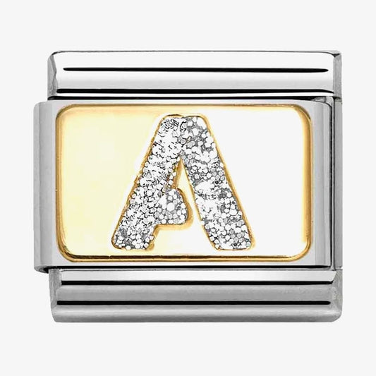 CLASSIC Silver Glitter Letter Charm A - Z