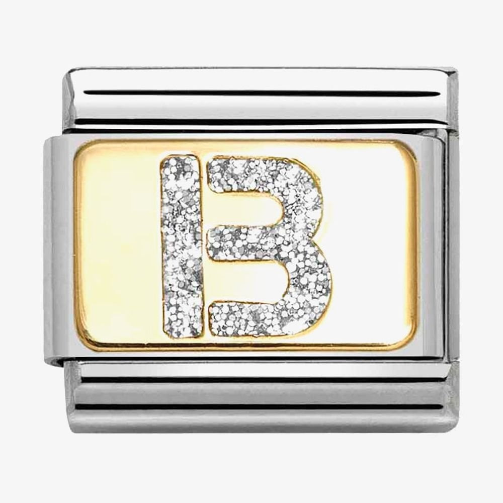 CLASSIC Silver Glitter Letter Charm A - Z