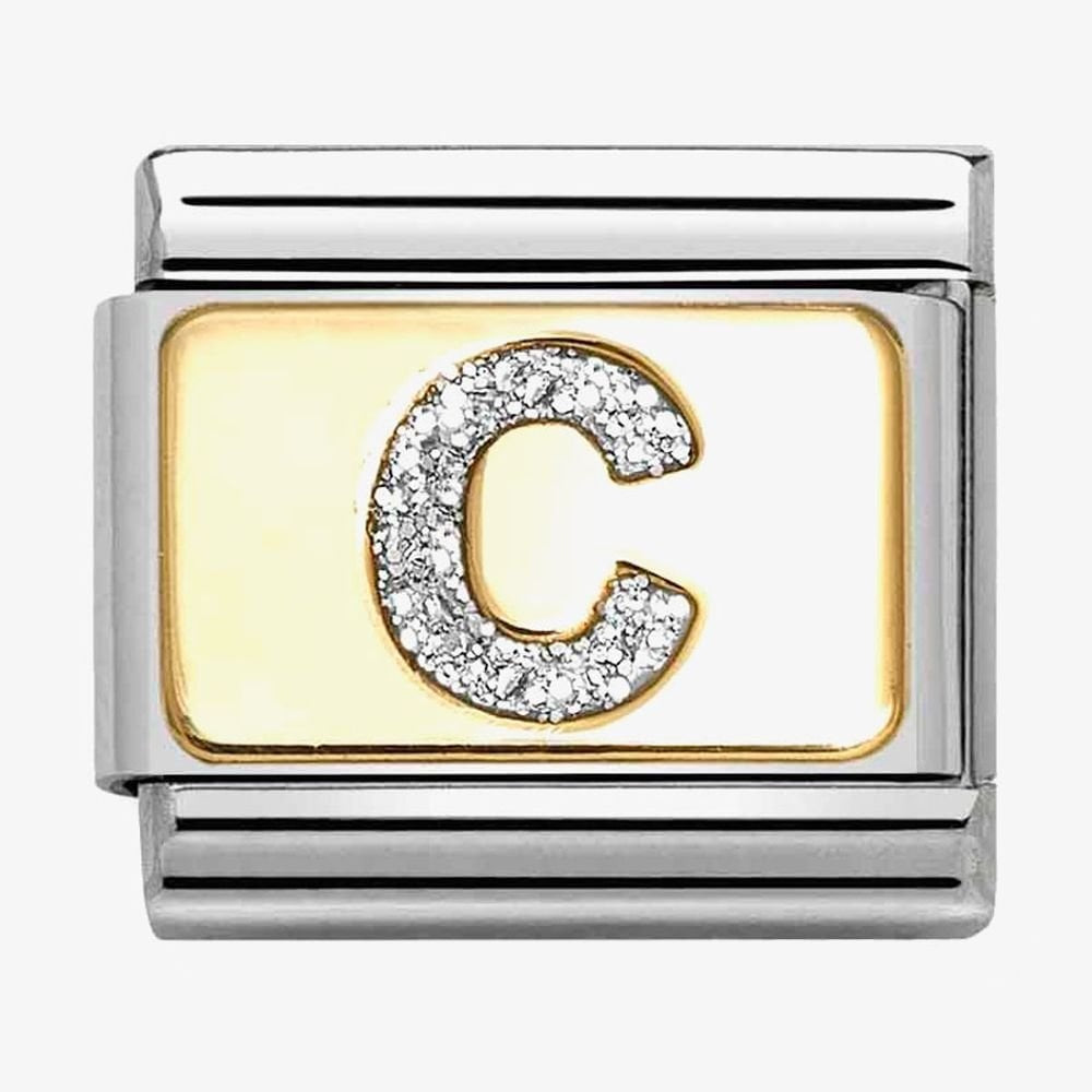 CLASSIC Silver Glitter Letter Charm A - Z