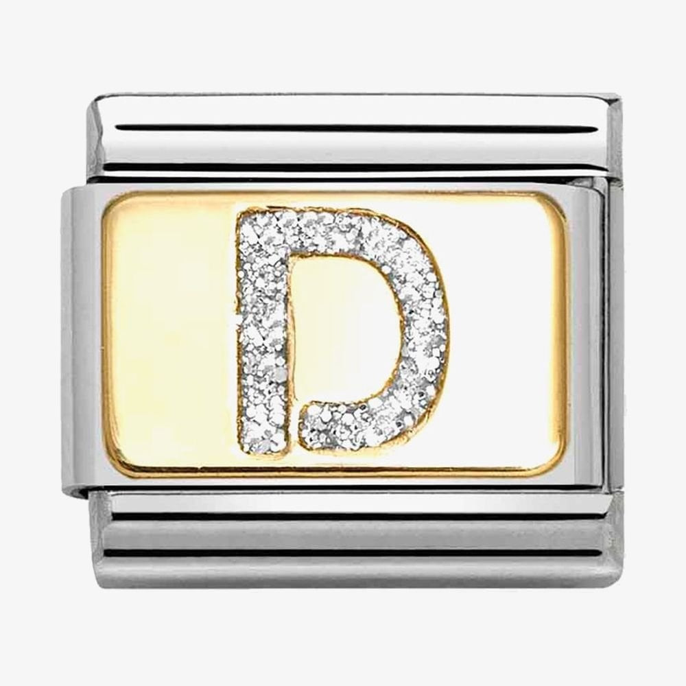 CLASSIC Silver Glitter Letter Charm A - Z