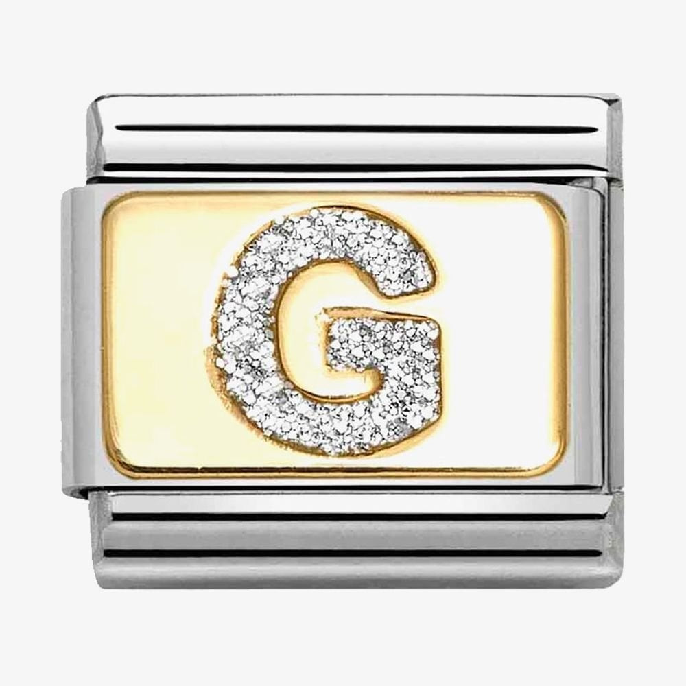 CLASSIC Silver Glitter Letter Charm A - Z