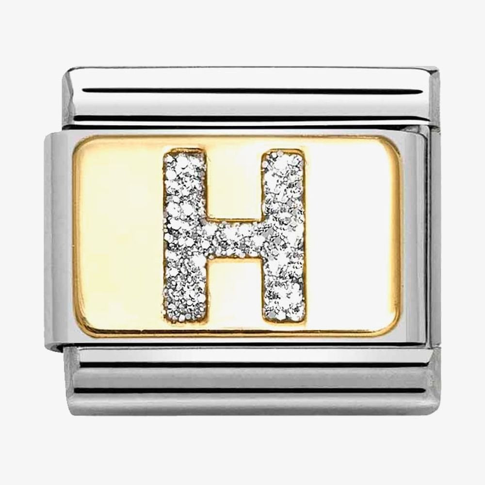 CLASSIC Silver Glitter Letter Charm A - Z