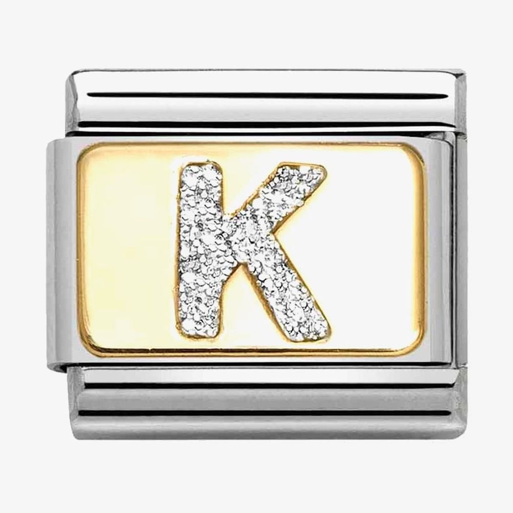 CLASSIC Silver Glitter Letter Charm A - Z