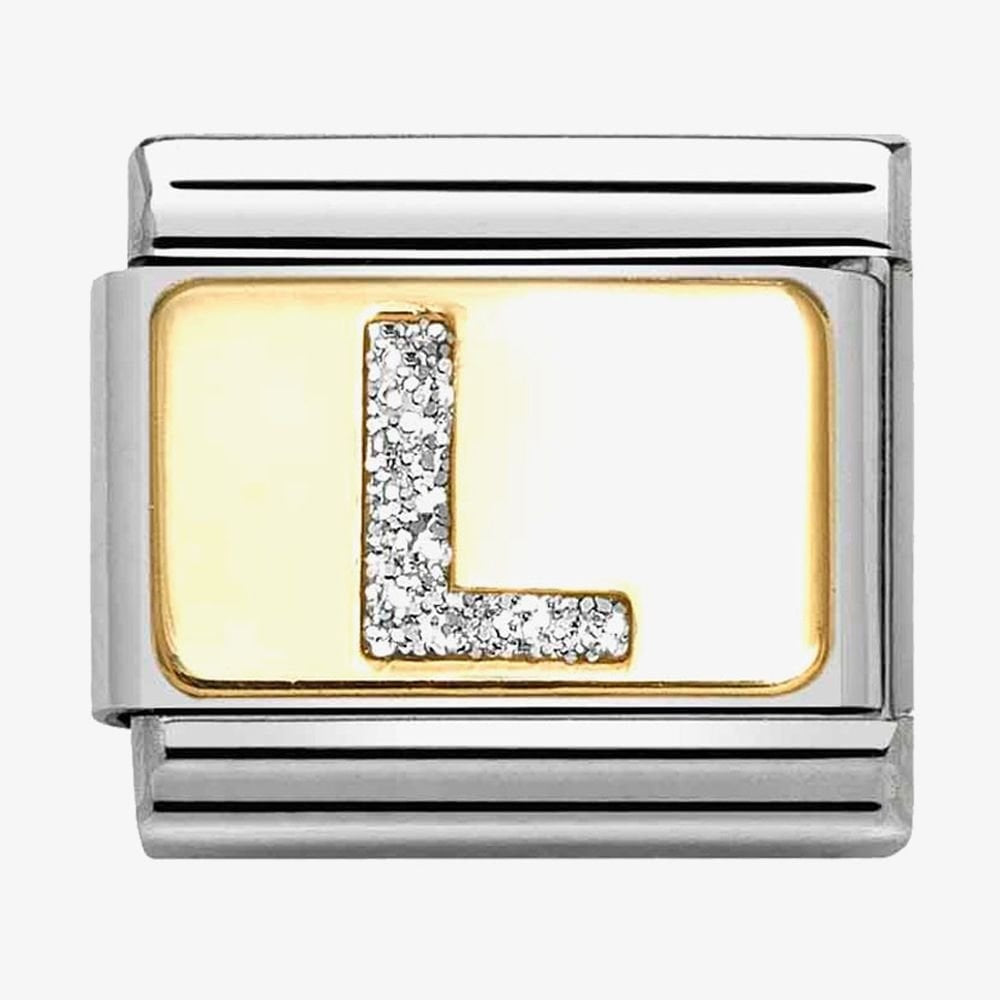 CLASSIC Silver Glitter Letter Charm A - Z