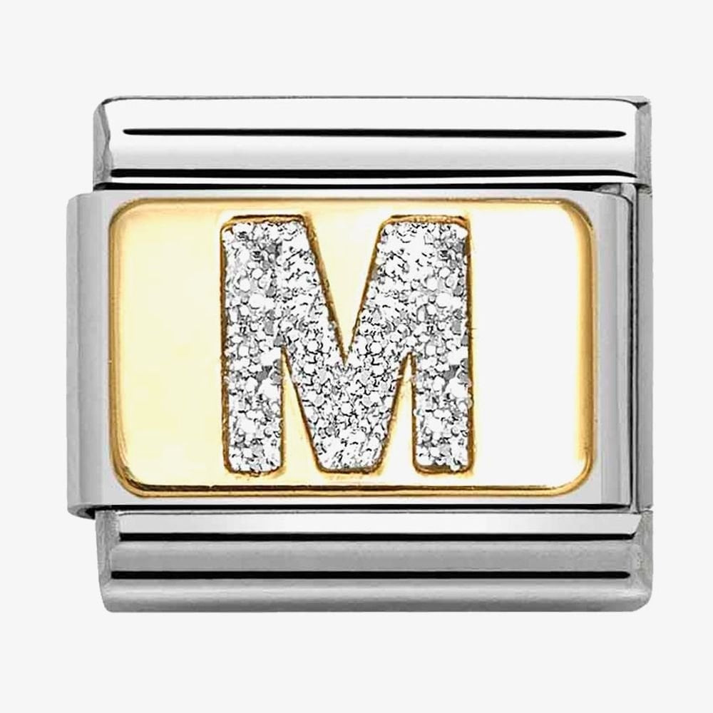 CLASSIC Silver Glitter Letter Charm A - Z