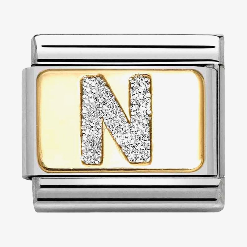 CLASSIC Silver Glitter Letter Charm A - Z