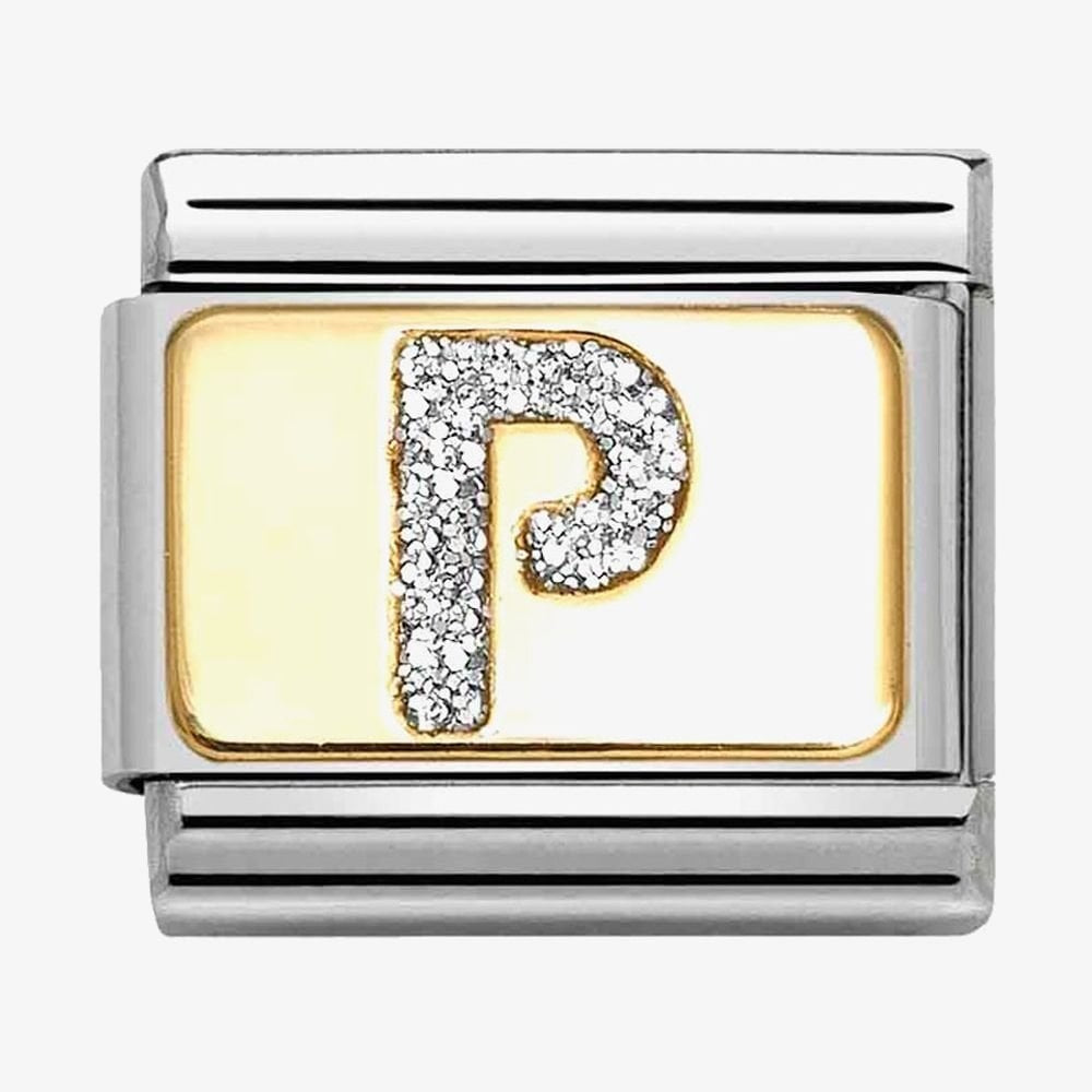 CLASSIC Silver Glitter Letter Charm A - Z