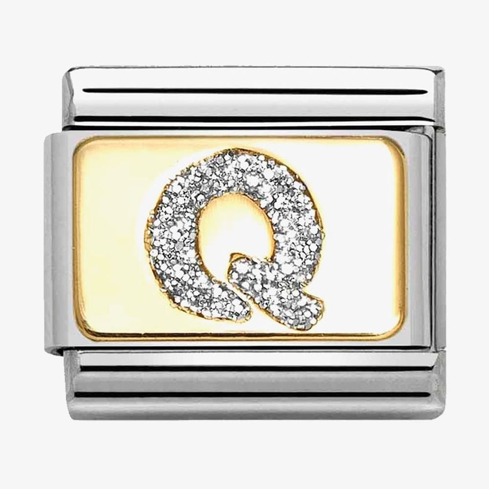 CLASSIC Silver Glitter Letter Charm A - Z