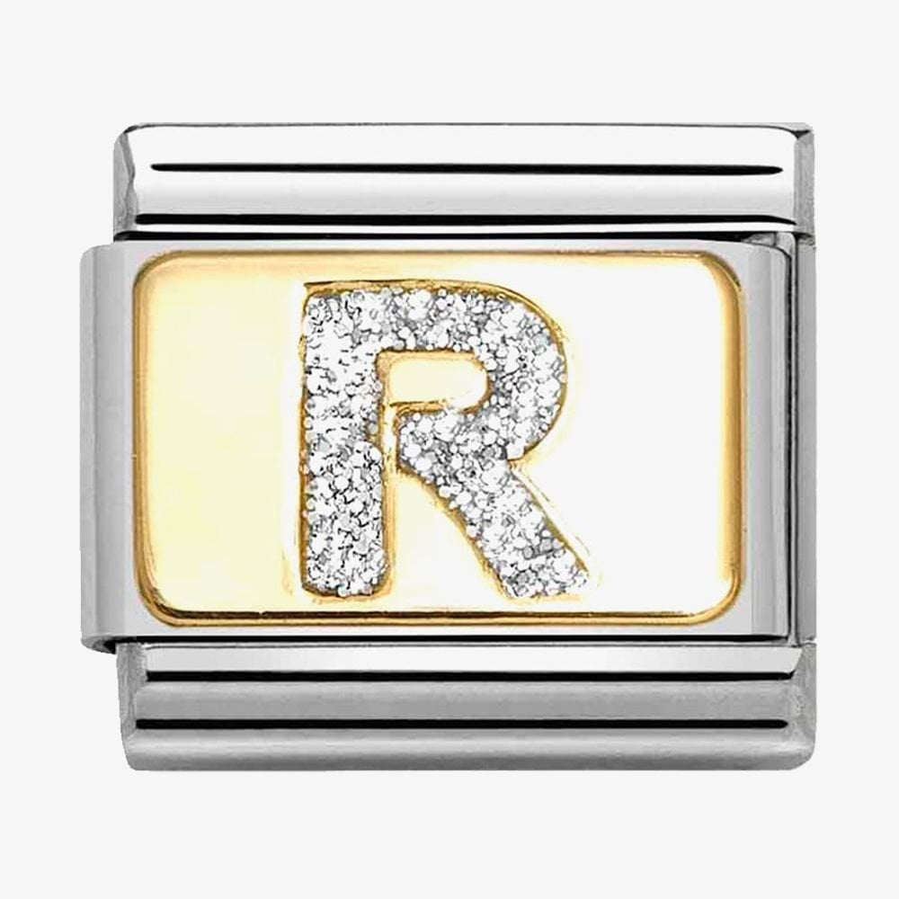 CLASSIC Silver Glitter Letter Charm A - Z