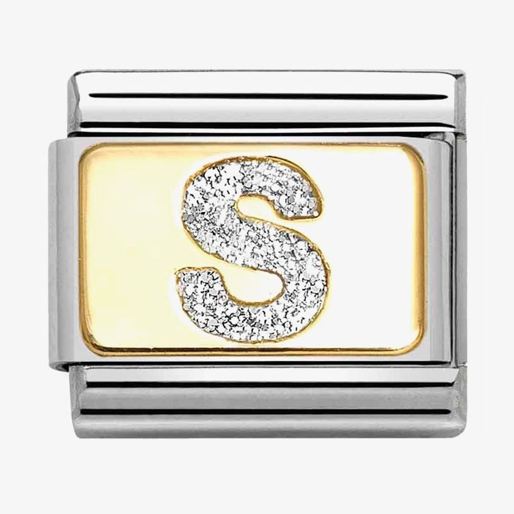 CLASSIC Silver Glitter Letter Charm A - Z