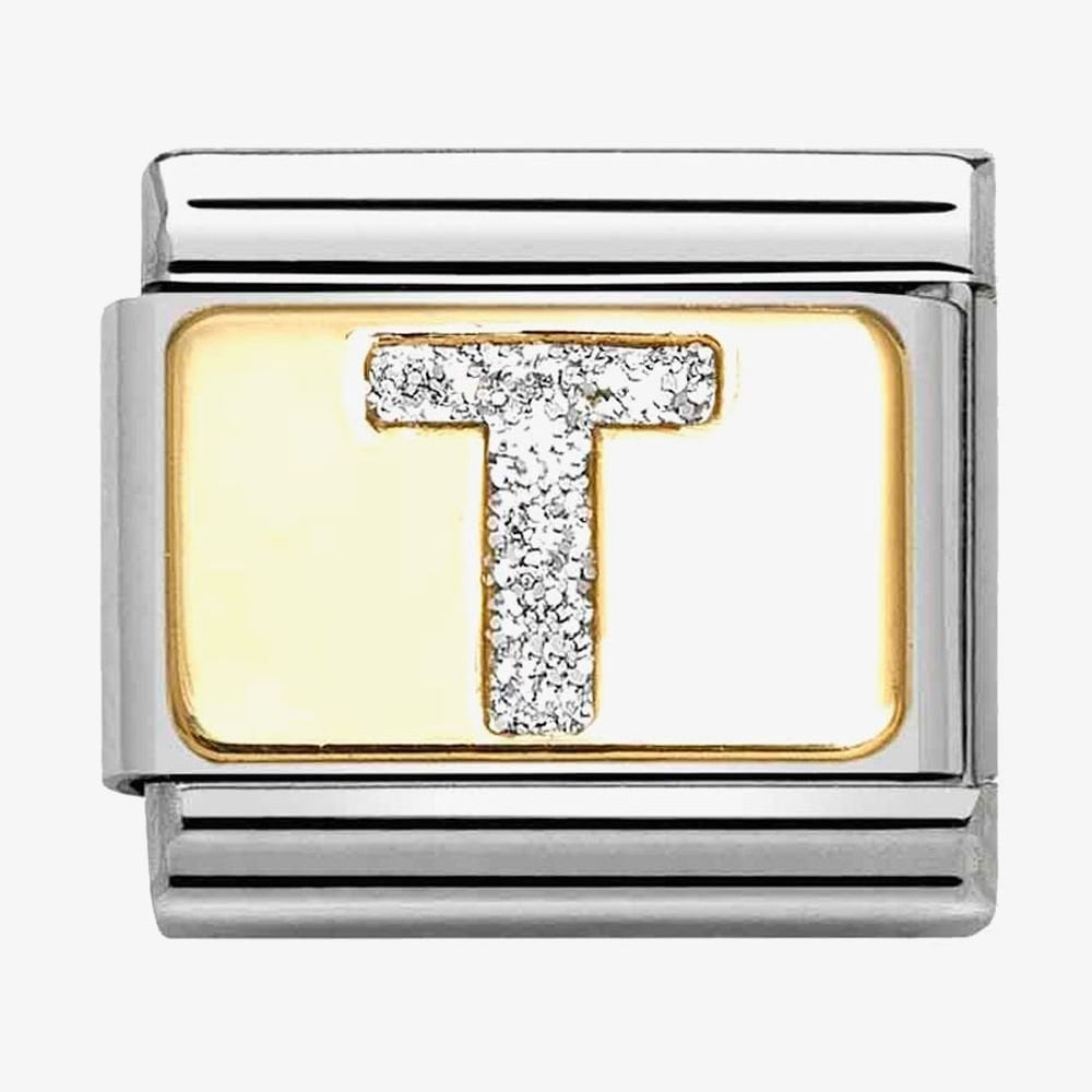 CLASSIC Silver Glitter Letter Charm A - Z