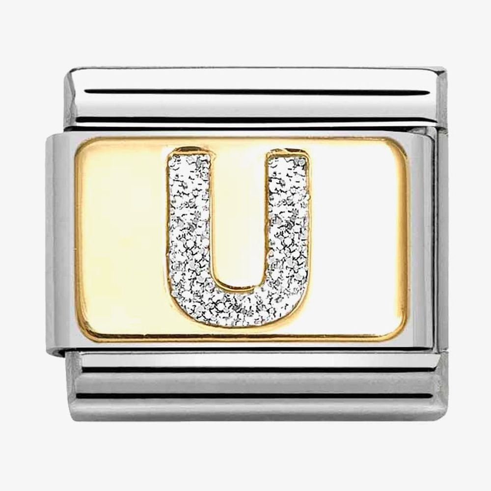 CLASSIC Silver Glitter Letter Charm A - Z