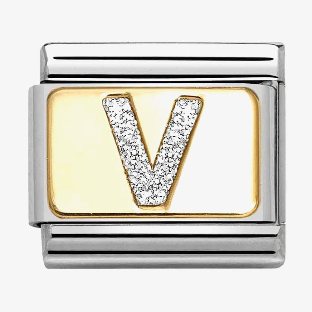 CLASSIC Silver Glitter Letter Charm A - Z