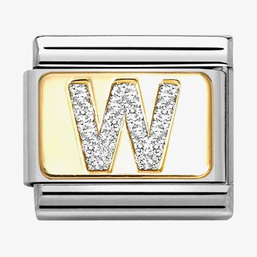 CLASSIC Silver Glitter Letter Charm A - Z