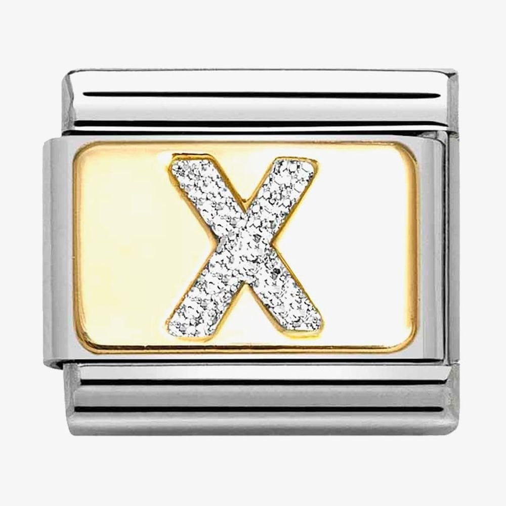 CLASSIC Silver Glitter Letter Charm A - Z