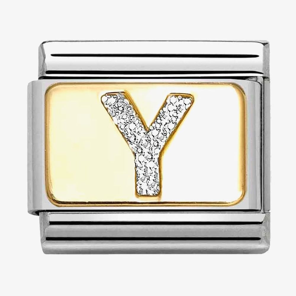 CLASSIC Silver Glitter Letter Charm A - Z