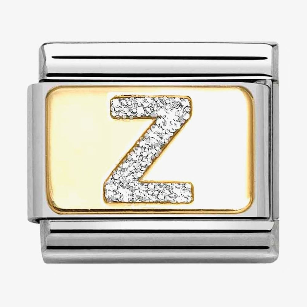 CLASSIC Silver Glitter Letter Charm A - Z