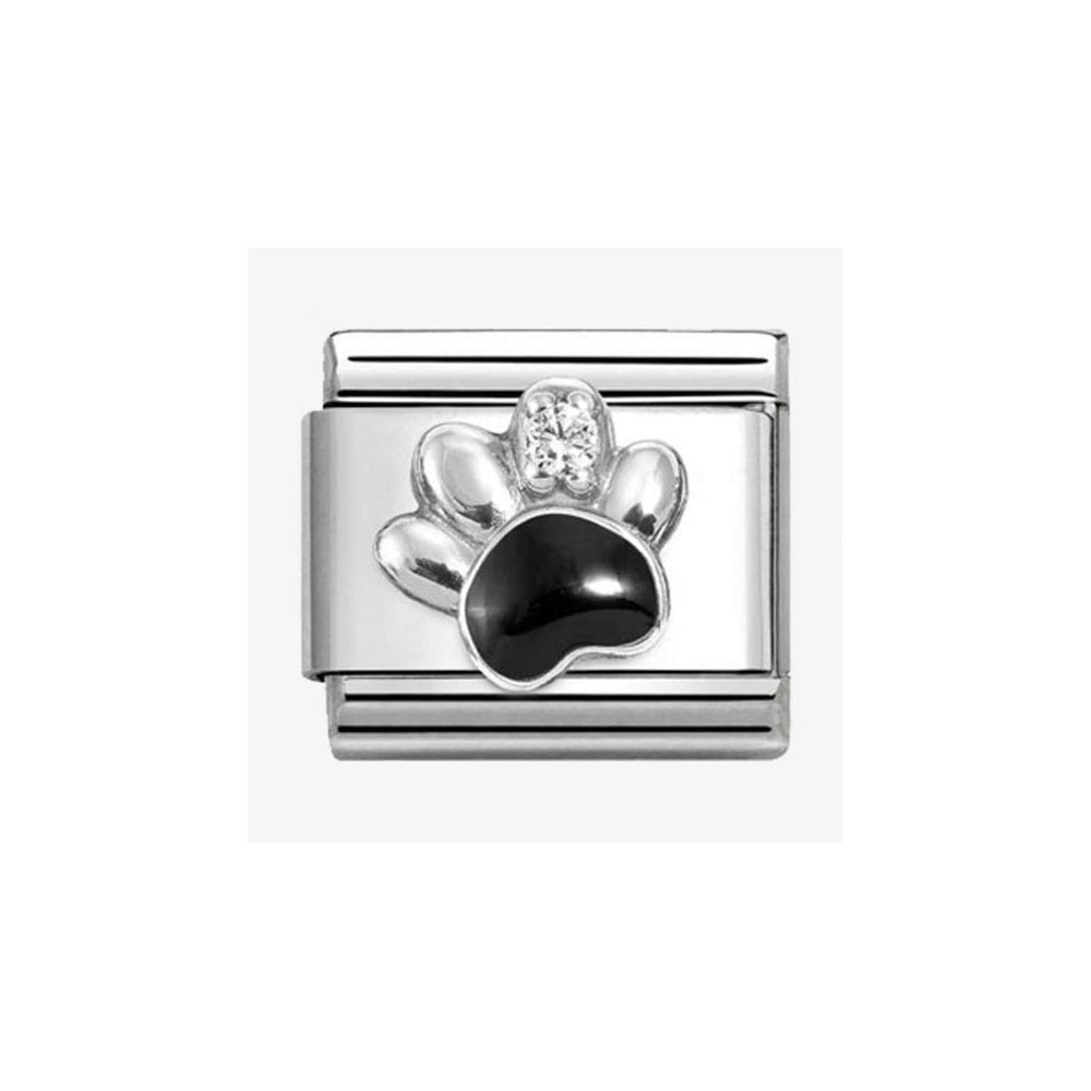 CLASSIC Silvershine Black Paw Print Charm 