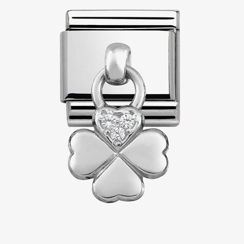 CLASSIC Silvershine Cubic Zirconia Four Leaf Clover Charm