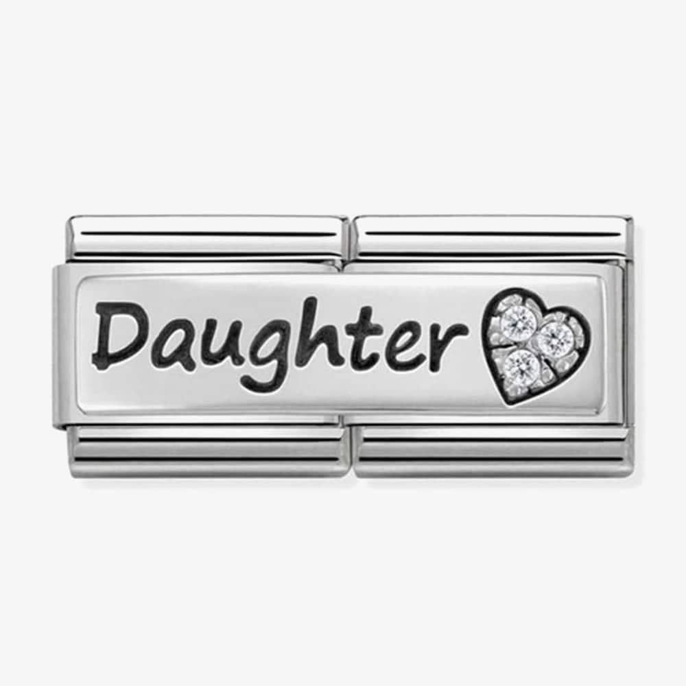 CLASSIC Silvershine Double Link Daughter Heart Charm