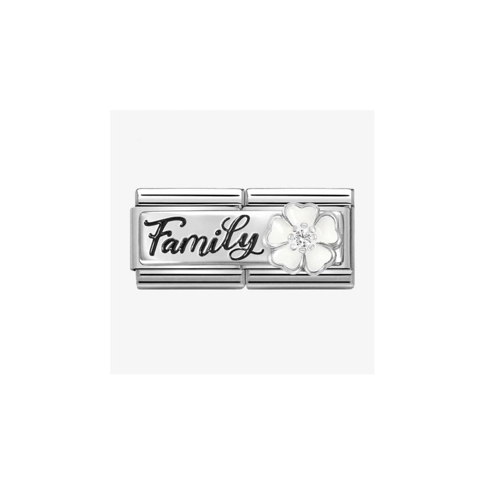 CLASSIC Silvershine Double Link Flower Family Charm 