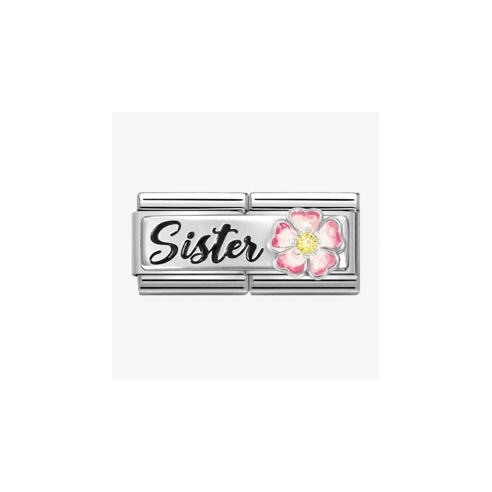 CLASSIC Silvershine Double Link Flower Sister Charm 