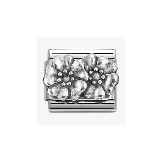 CLASSIC Silvershine Oxidised Double Flower Charm