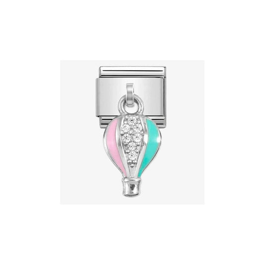 CLASSIC Silvershine Pink & Blue Hot Air Balloon Dropper Charm