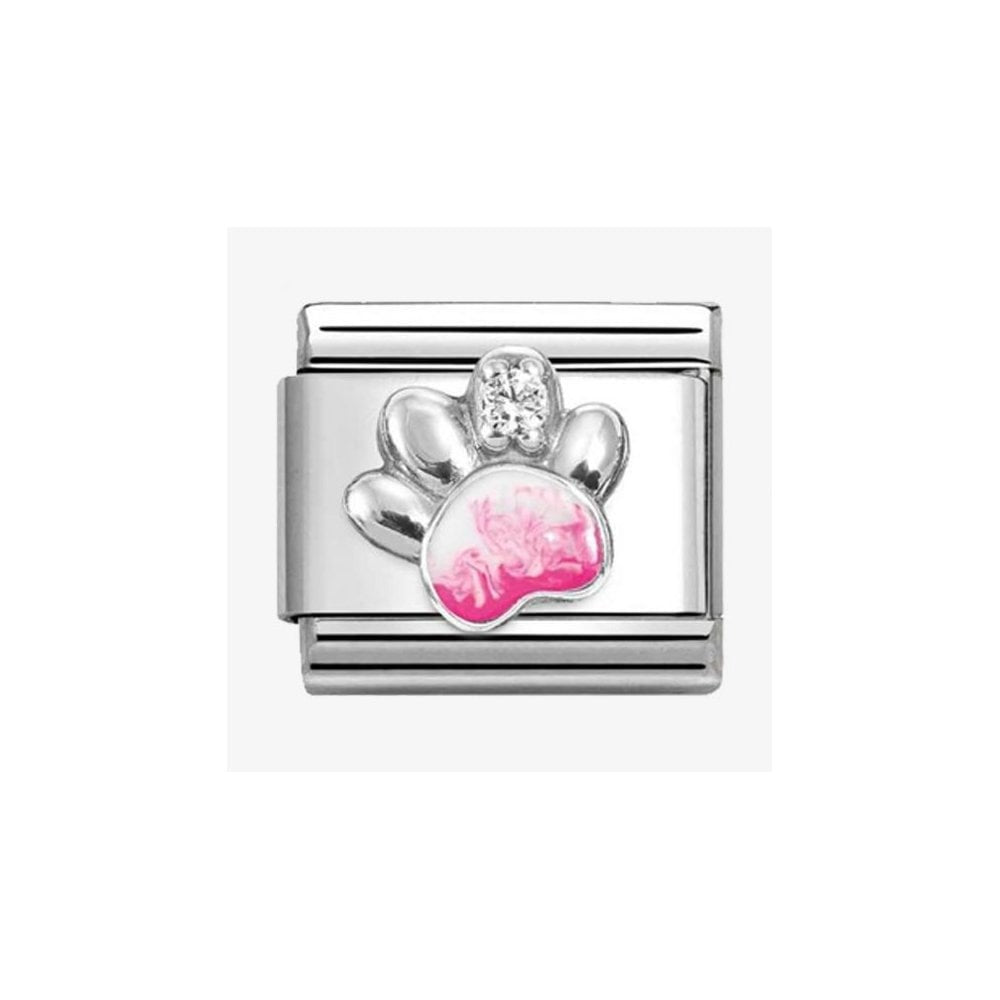 CLASSIC Silvershine Pink Paw Print Charm 