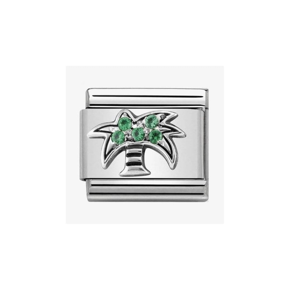 CLASSIC Silvershine Symbols Palm With Green Cubic Zirconia Charm