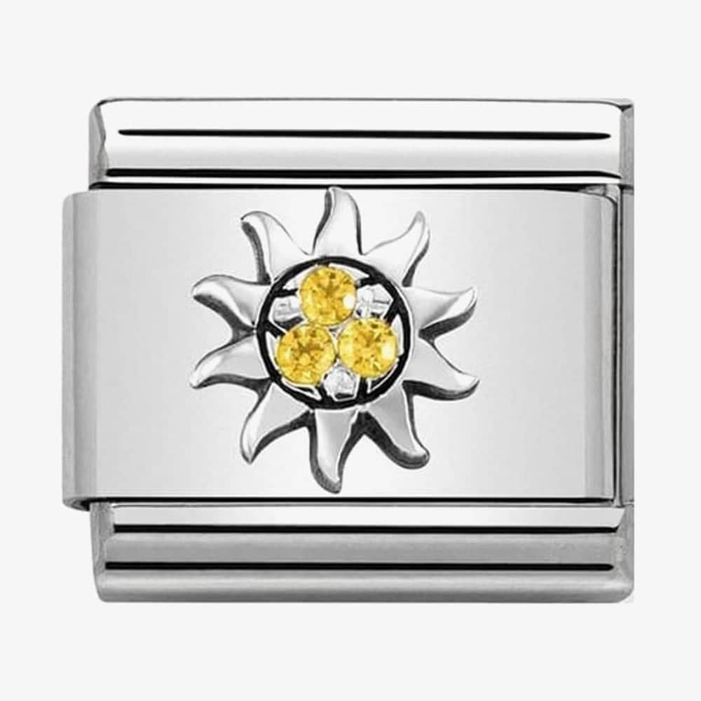 CLASSIC Silvershine Symbols Sun With Yellow Cubic Zirconia Charm