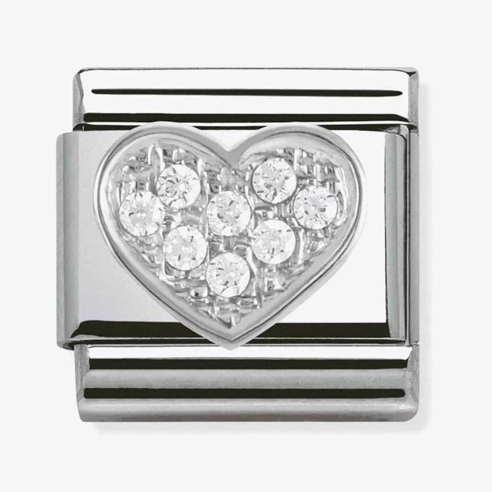 CLASSIC Silvershine White Cubic Zirconia Heart Charm