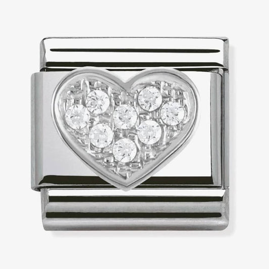 CLASSIC Silvershine White Cubic Zirconia Heart Charm