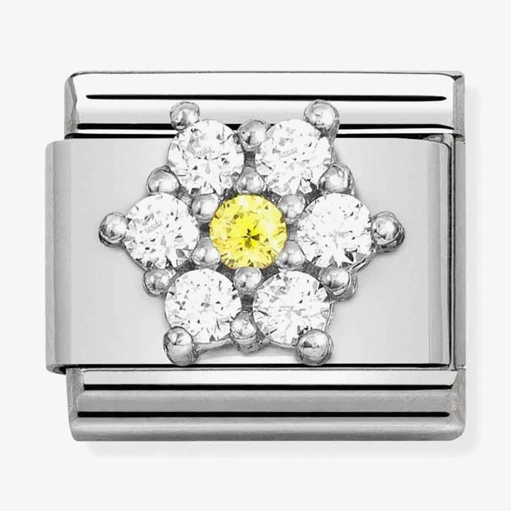 CLASSIC YELLOW & WHITE ZIRCONIA FLOWER CHARM