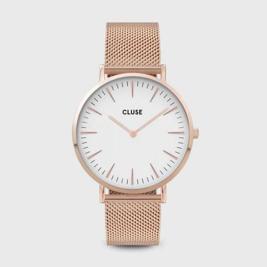 CLUSE La Bohème Mesh, Rose Gold, White/Rose gold