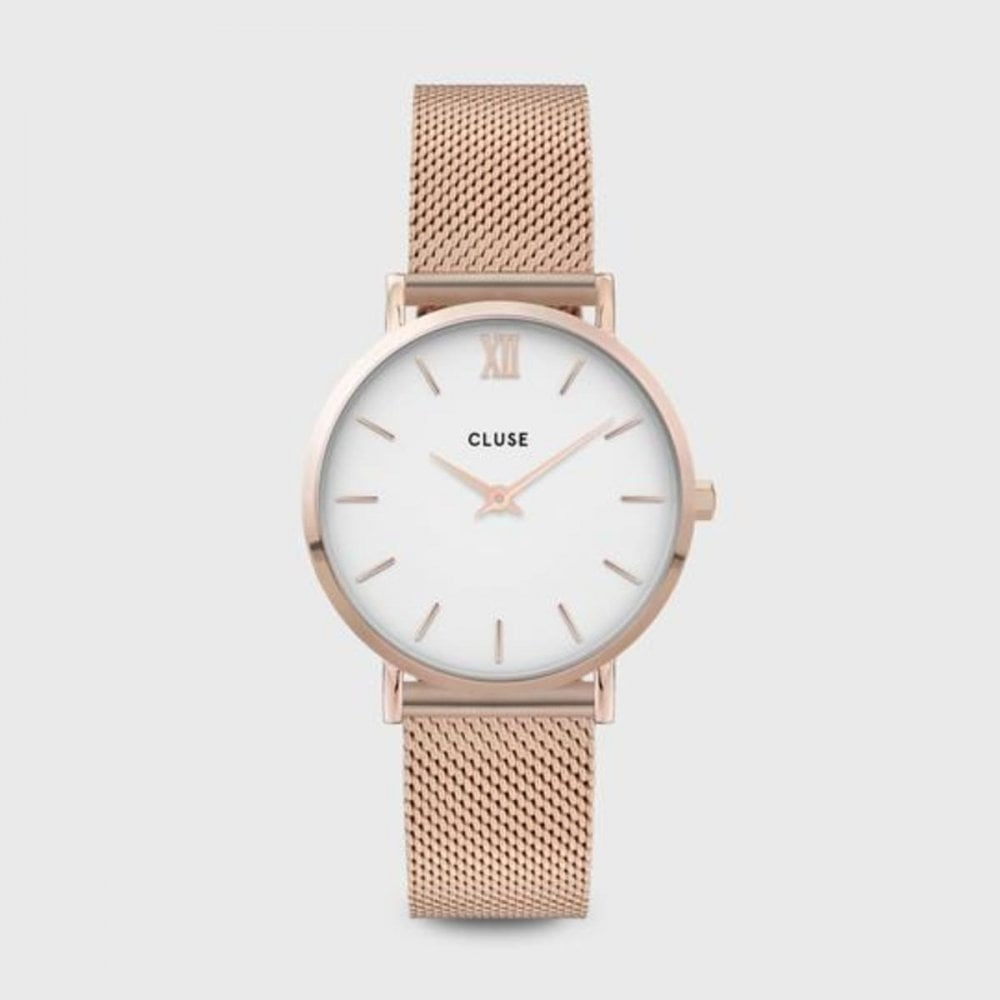 CLUSE MINUIT MESH ROSE GOLD WHITE/ROSE GOLD FACE