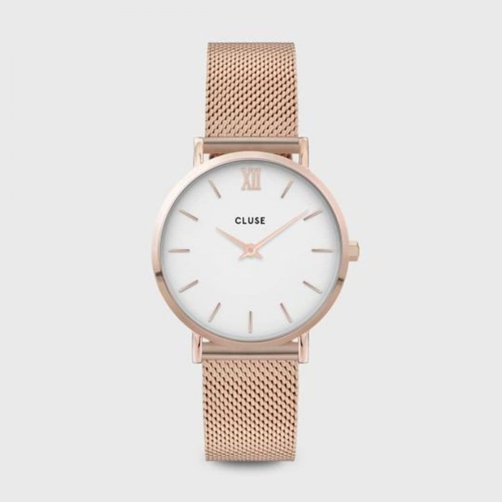 CLUSE MINUIT MESH ROSE GOLD WHITE/ROSE GOLD FACE
