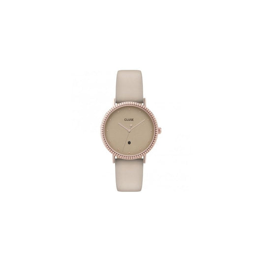 CLUSE TRIOMPHE LE COURONNEMENT ROSE GOLD STAINLESS STEEL WATCH WITH LEATHER STRAP
