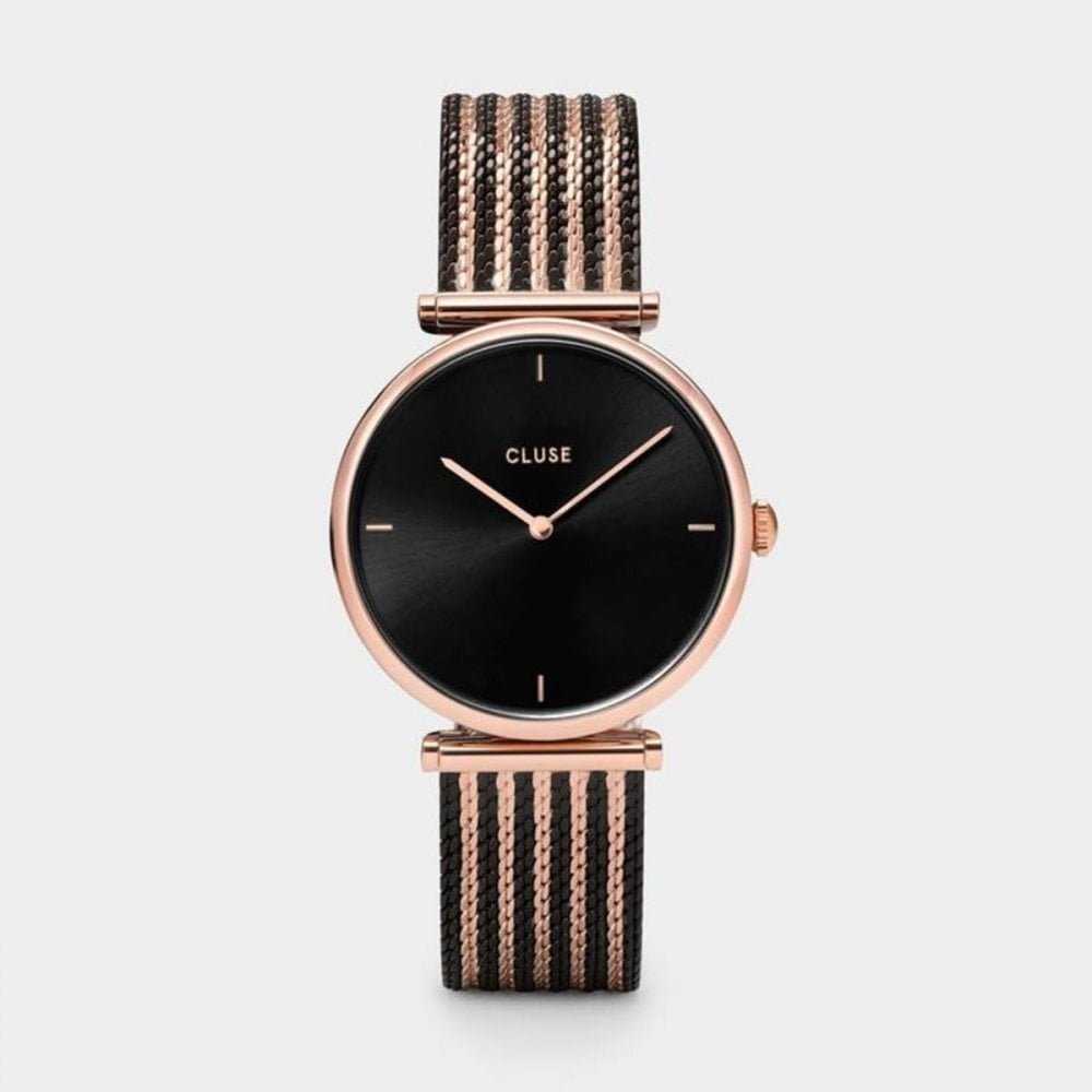 CLUSE TRIOMPHE MESH ROSE GOLD/BLACK BRACELET AND FACE
